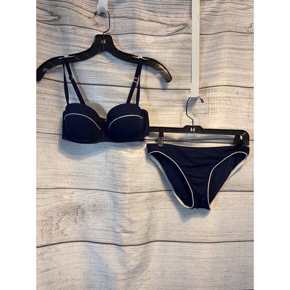 Tory Burch Navy & White Riviera Bikini Set XS - Picture 1 of 6